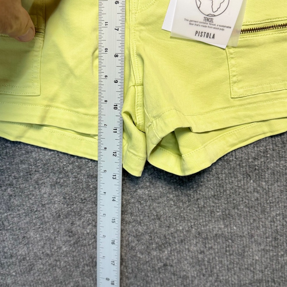 Pistola Mid Rise Soft Denim Shorts Limeade Green NWT Size 29 Zipper Pockets - Picture 4 of 8